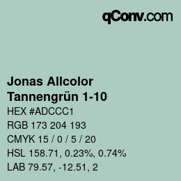 Farbcode: Jonas Allcolor - Tannengrün 1-10 | qconv.com