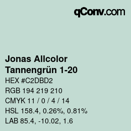 Código de color: Jonas Allcolor - Tannengrün 1-20 | qconv.com