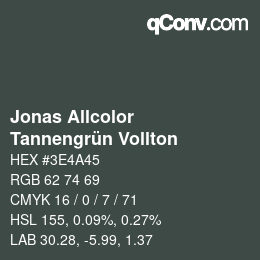 カラーコード: Jonas Allcolor - Tannengrün Vollton | qconv.com