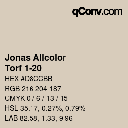 カラーコード: Jonas Allcolor - Torf 1-20 | qconv.com