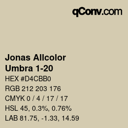 Código de color: Jonas Allcolor - Umbra 1-20 | qconv.com
