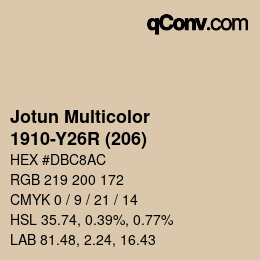 カラーコード: Jotun Multicolor - 1910-Y26R (206) | qconv.com