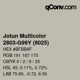 颜色代码: Jotun Multicolor - 2803-G99Y (8025) | qconv.com