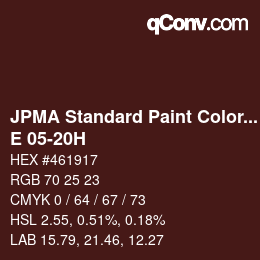 カラーコード: JPMA Standard Paint Colors - E 05-20H | qconv.com