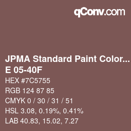 カラーコード: JPMA Standard Paint Colors - E 05-40F | qconv.com