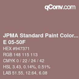 Código de color: JPMA Standard Paint Colors - E 05-50F | qconv.com