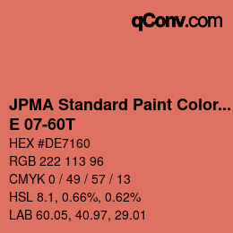 Código de color: JPMA Standard Paint Colors - E 07-60T | qconv.com