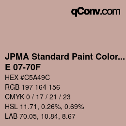 Farbcode: JPMA Standard Paint Colors - E 07-70F | qconv.com