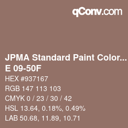 カラーコード: JPMA Standard Paint Colors - E 09-50F | qconv.com