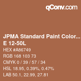 Código de color: JPMA Standard Paint Colors - E 12-50L | qconv.com