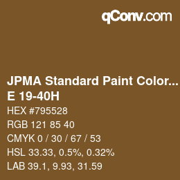Código de color: JPMA Standard Paint Colors - E 19-40H | qconv.com