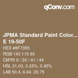 Color code: JPMA Standard Paint Colors - E 19-50F | qconv.com