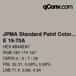 Code couleur: JPMA Standard Paint Colors - E 19-70A | qconv.com