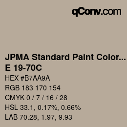 カラーコード: JPMA Standard Paint Colors - E 19-70C | qconv.com