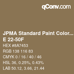 Color code: JPMA Standard Paint Colors - E 22-50F | qconv.com