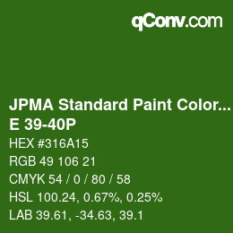 Color code: JPMA Standard Paint Colors - E 39-40P | qconv.com