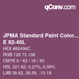 Code couleur: JPMA Standard Paint Colors - E 92-40L | qconv.com