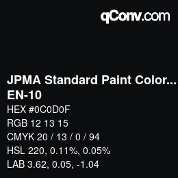 Código de color: JPMA Standard Paint Colors - EN-10 | qconv.com