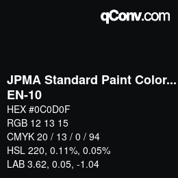 Color code: JPMA Standard Paint Colors - EN-10 | qconv.com