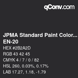 Code couleur: JPMA Standard Paint Colors - EN-20 | qconv.com