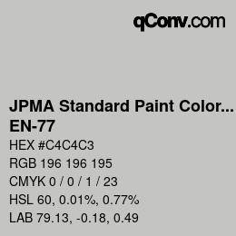 Color code: JPMA Standard Paint Colors - EN-77 | qconv.com