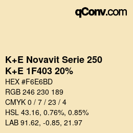 カラーコード: K+E Novavit Serie 250 - K+E 1F403 20% | qconv.com