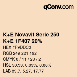 Farbcode: K+E Novavit Serie 250 - K+E 1F407 20% | qconv.com