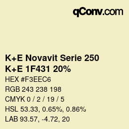 Farbcode: K+E Novavit Serie 250 - K+E 1F431 20% | qconv.com