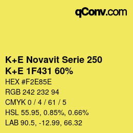 Farbcode: K+E Novavit Serie 250 - K+E 1F431 60% | qconv.com