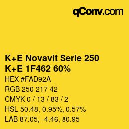 カラーコード: K+E Novavit Serie 250 - K+E 1F462 60% | qconv.com