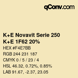 カラーコード: K+E Novavit Serie 250 - K+E 1F62 20% | qconv.com