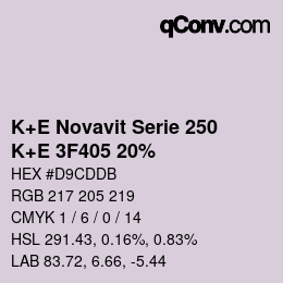 Color code: K+E Novavit Serie 250 - K+E 3F405 20% | qconv.com