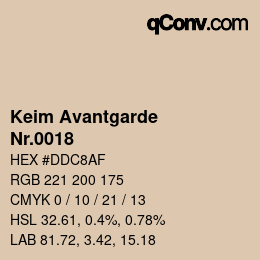 颜色代码: Keim Avantgarde - Nr.0018 | qconv.com