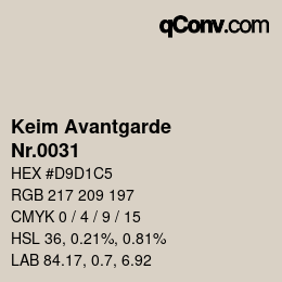 颜色代码: Keim Avantgarde - Nr.0031 | qconv.com