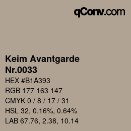 颜色代码: Keim Avantgarde - Nr.0033 | qconv.com