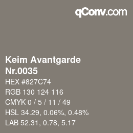 颜色代码: Keim Avantgarde - Nr.0035 | qconv.com