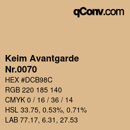 颜色代码: Keim Avantgarde - Nr.0070 | qconv.com