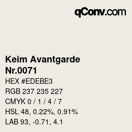 颜色代码: Keim Avantgarde - Nr.0071 | qconv.com