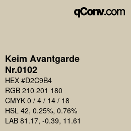 颜色代码: Keim Avantgarde - Nr.0102 | qconv.com