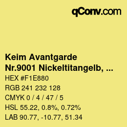 Código de color: Keim Avantgarde - Nr.9001 Nickeltitangelb, KEIM Optil Monochromton | qconv.com