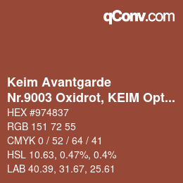 颜色代码: Keim Avantgarde - Nr.9003 Oxidrot, KEIM Optil Monochromton | qconv.com