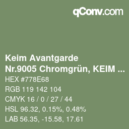 Color code: Keim Avantgarde - Nr.9005 Chromgrün, KEIM Soldalit Monochromton | qconv.com
