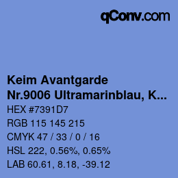 Código de color: Keim Avantgarde - Nr.9006 Ultramarinblau, KEIM Soldalit Monochromton | qconv.com