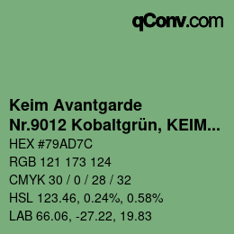 Farbcode: Keim Avantgarde - Nr.9012 Kobaltgrün, KEIM Soldalit Monochromton | qconv.com