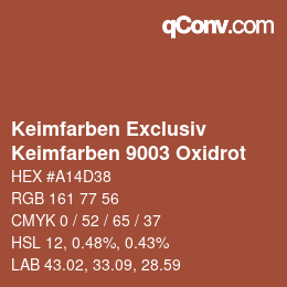 カラーコード: Keimfarben Exclusiv - Keimfarben 9003 Oxidrot | qconv.com