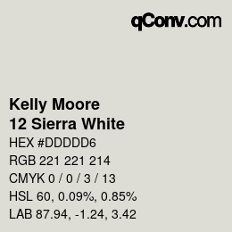 カラーコード: Kelly Moore - 12 Sierra White | qconv.com