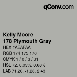 Code couleur: Kelly Moore - 178 Plymouth Gray | qconv.com