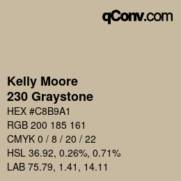 颜色代码: Kelly Moore - 230 Graystone | qconv.com