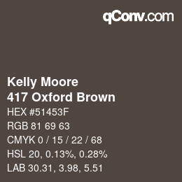 カラーコード: Kelly Moore - 417 Oxford Brown | qconv.com