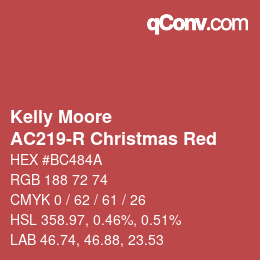 Color code: Kelly Moore - AC219-R Christmas Red | qconv.com